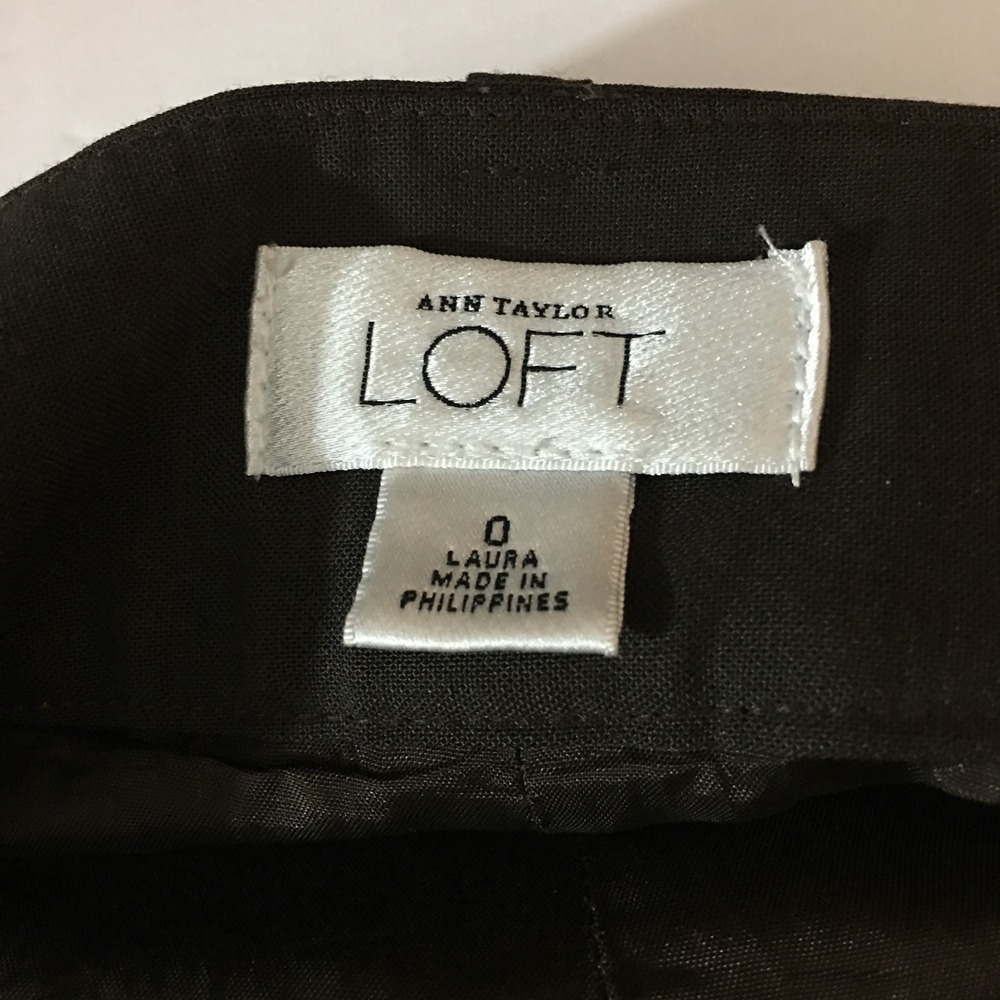 LOFT Womens Size 0 Brown Wool Blend Trouser Pants Tailored Career Straight Leg - Picture 5 of 7